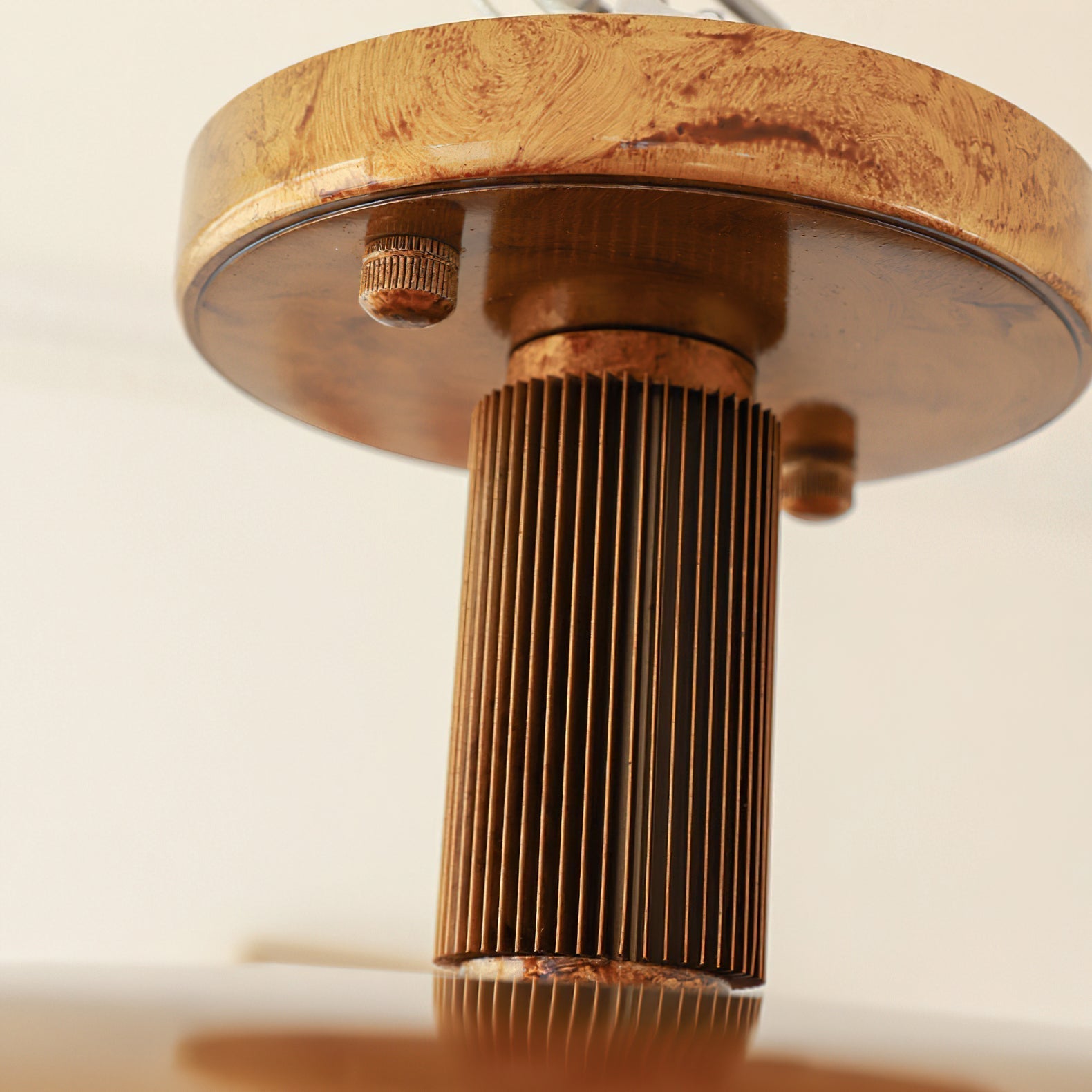 Ceiling Light With Hand-Blown Glass Shade And Textured Metal Rosette, Warm Ambient Glow | Temsk