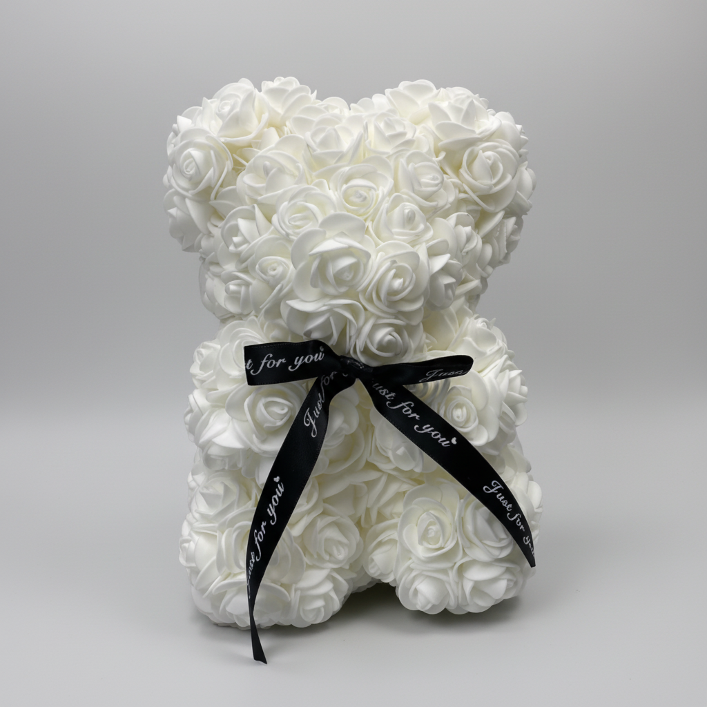 Rose Bear Gift For Mother's Day With Artificial Flower Teddy Decor | Temsk