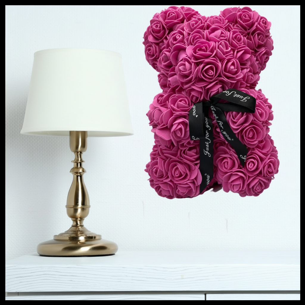 Rose Bear Gift For Mother's Day With Artificial Flower Teddy Decor | Temsk