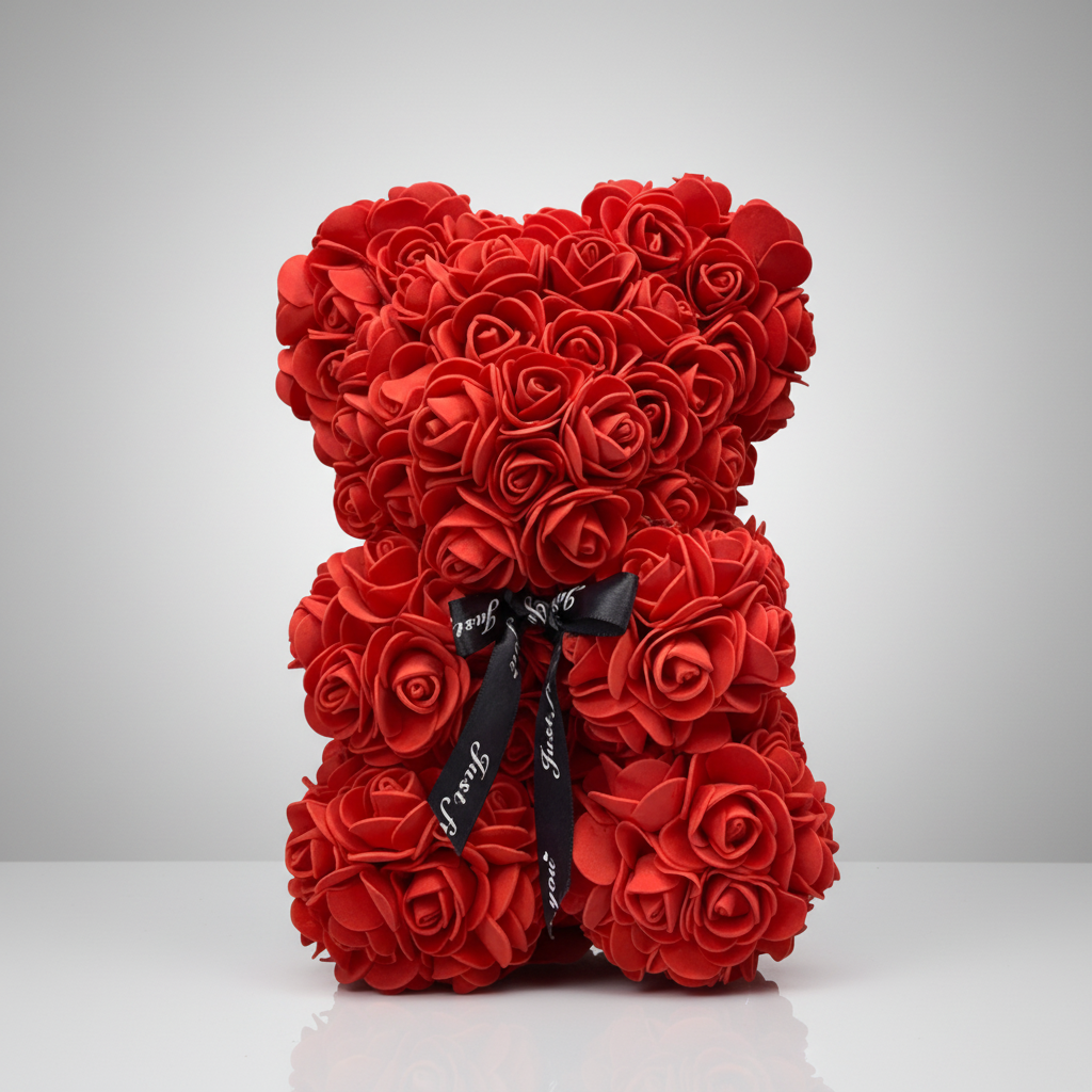 Rose Bear Gift For Mother's Day With Artificial Flower Teddy Decor | Temsk