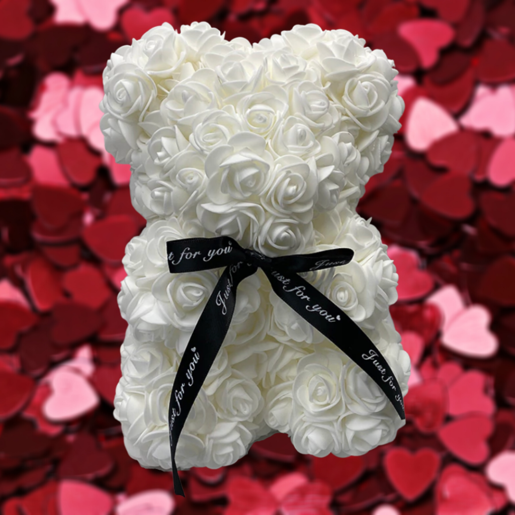 Rose Bear Gift For Mother's Day With Artificial Flower Teddy Decor | Temsk