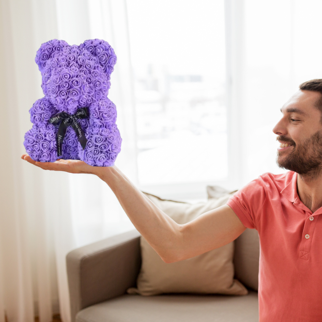 Rose Bear Gift For Mother's Day With Artificial Flower Teddy Decor | Temsk