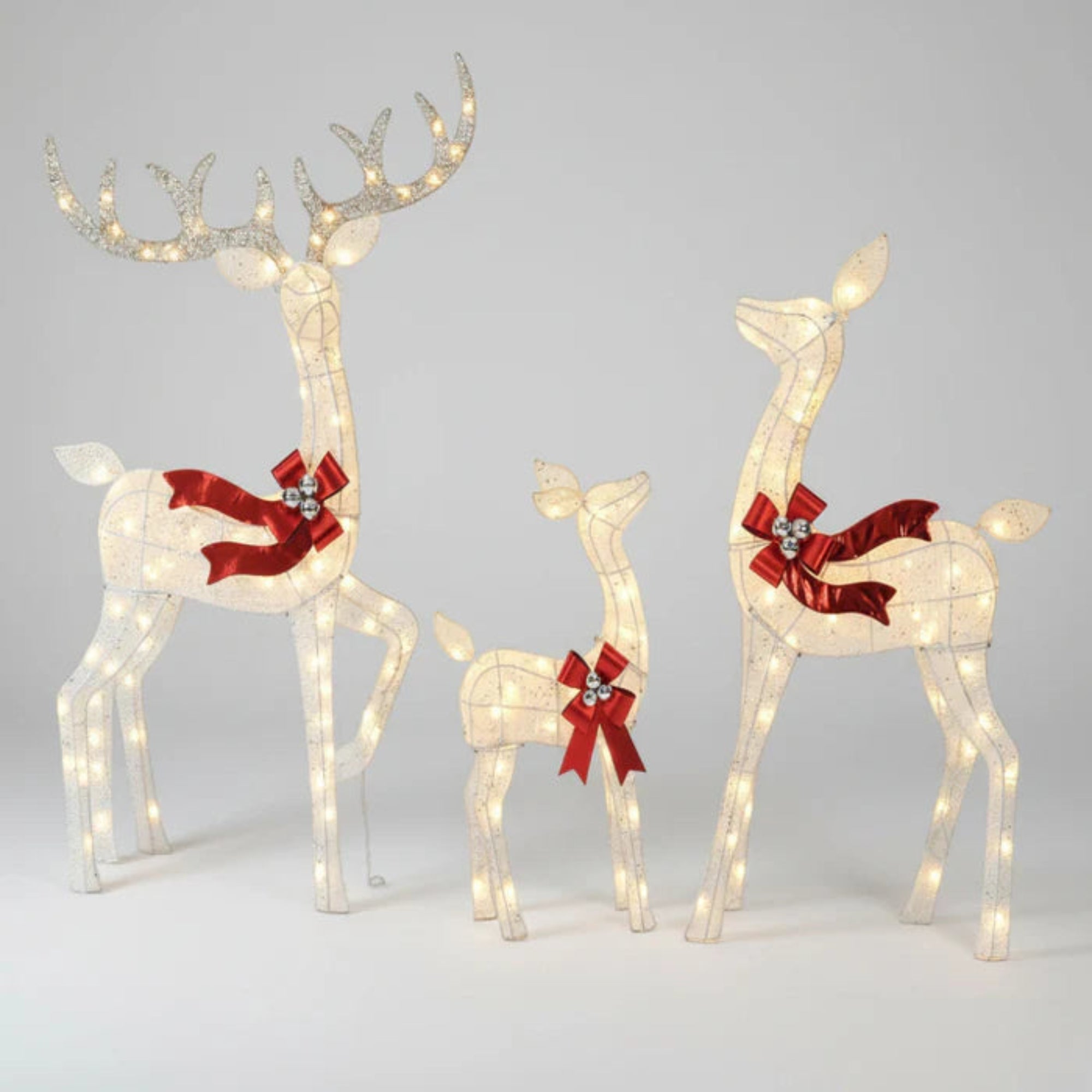 Outdoor Christmas Reindeer Family Display With Lights For Yard | Temsk