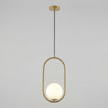 Metal Oval Frame Pendant Light Fixture Modern Design 18 Inches | Temsk