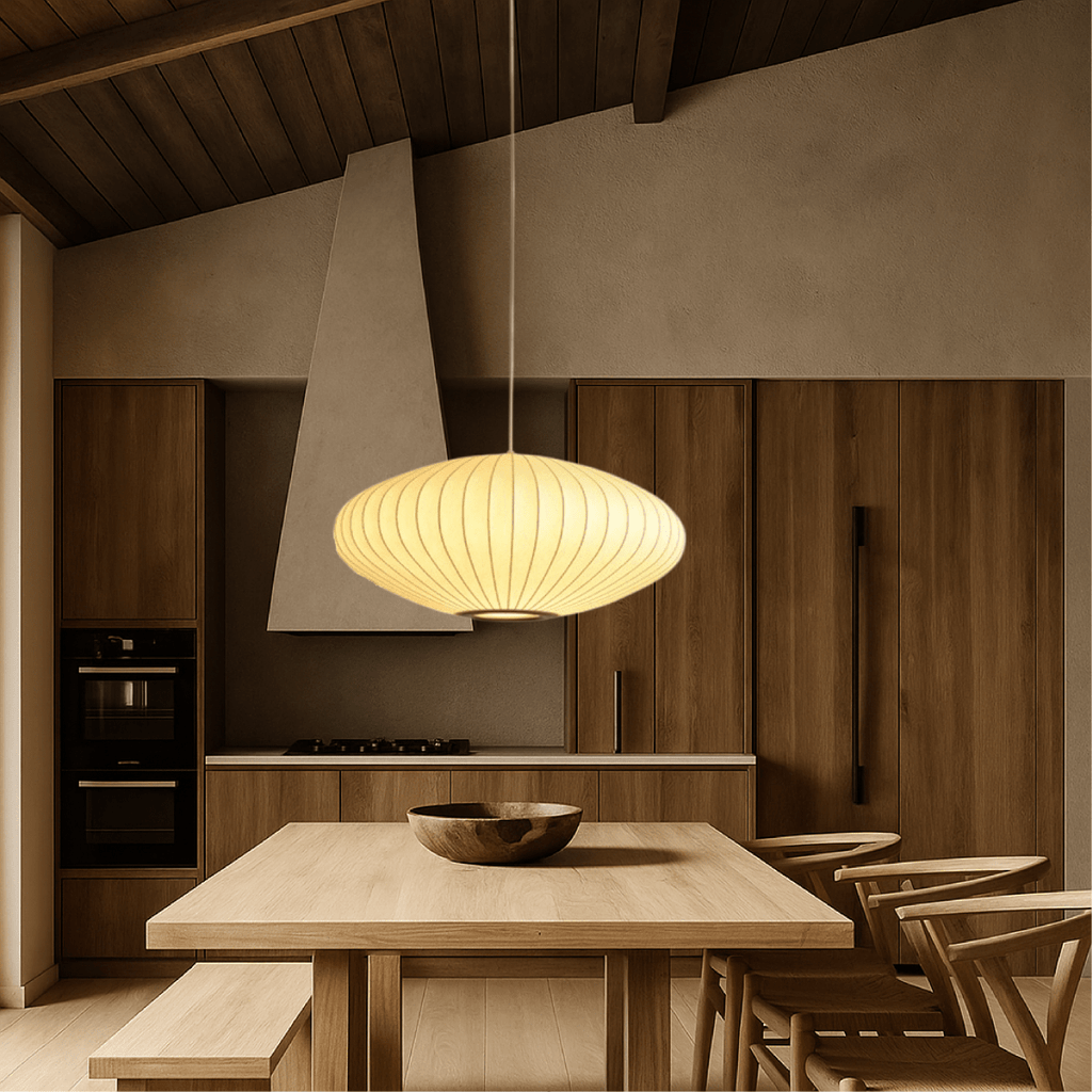 12-Inch Oval Pleated Fabric Shade Pendant Light Fixture | Temsk