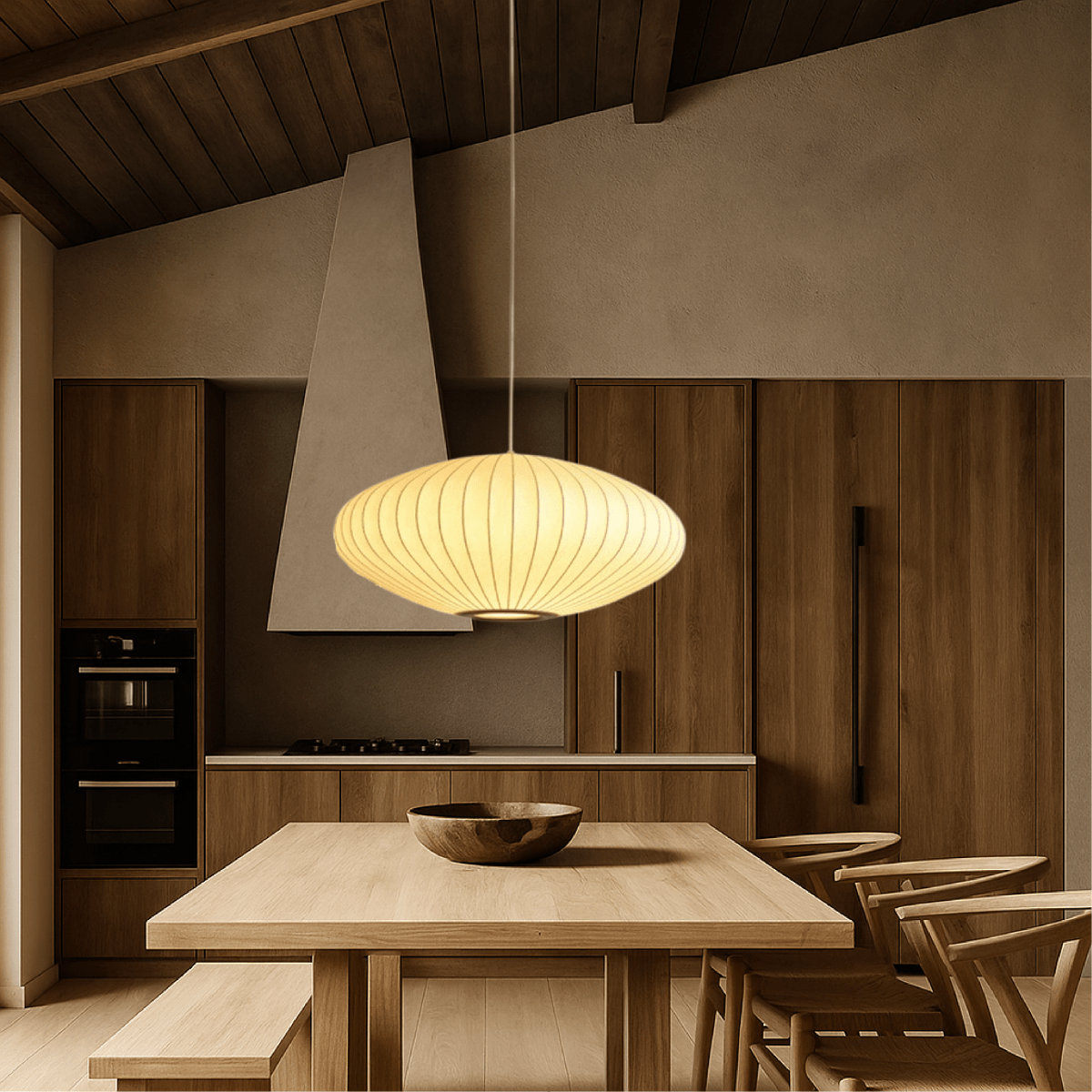 12-Inch Oval Pleated Fabric Shade Pendant Light Fixture | Temsk