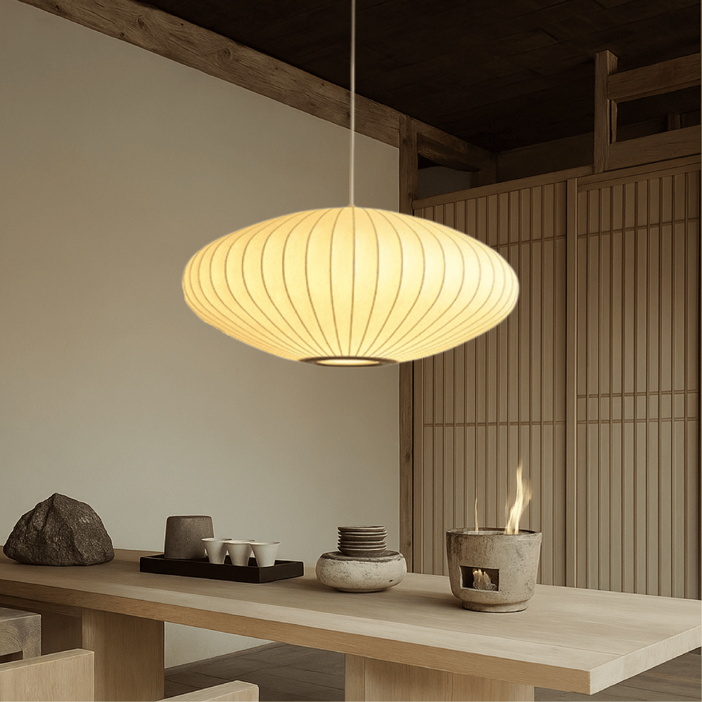 12-Inch Oval Pleated Fabric Shade Pendant Light Fixture | Temsk