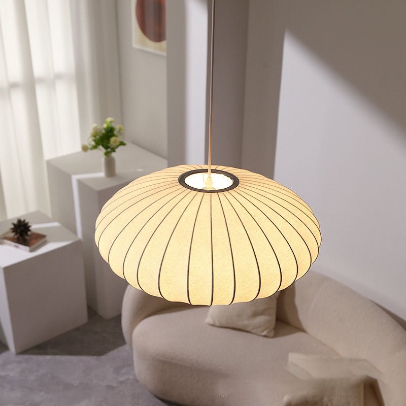 12-Inch Oval Pleated Fabric Shade Pendant Light Fixture | Temsk