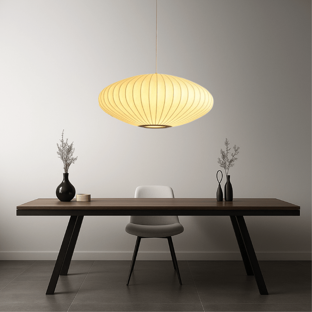 12-Inch Oval Pleated Fabric Shade Pendant Light Fixture | Temsk