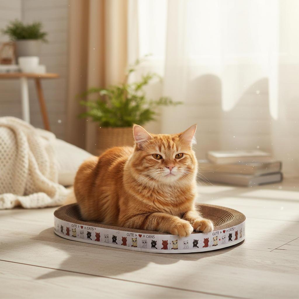Round Cardboard Cat Scratcher Bed Lounger For Claw Care | Temsk