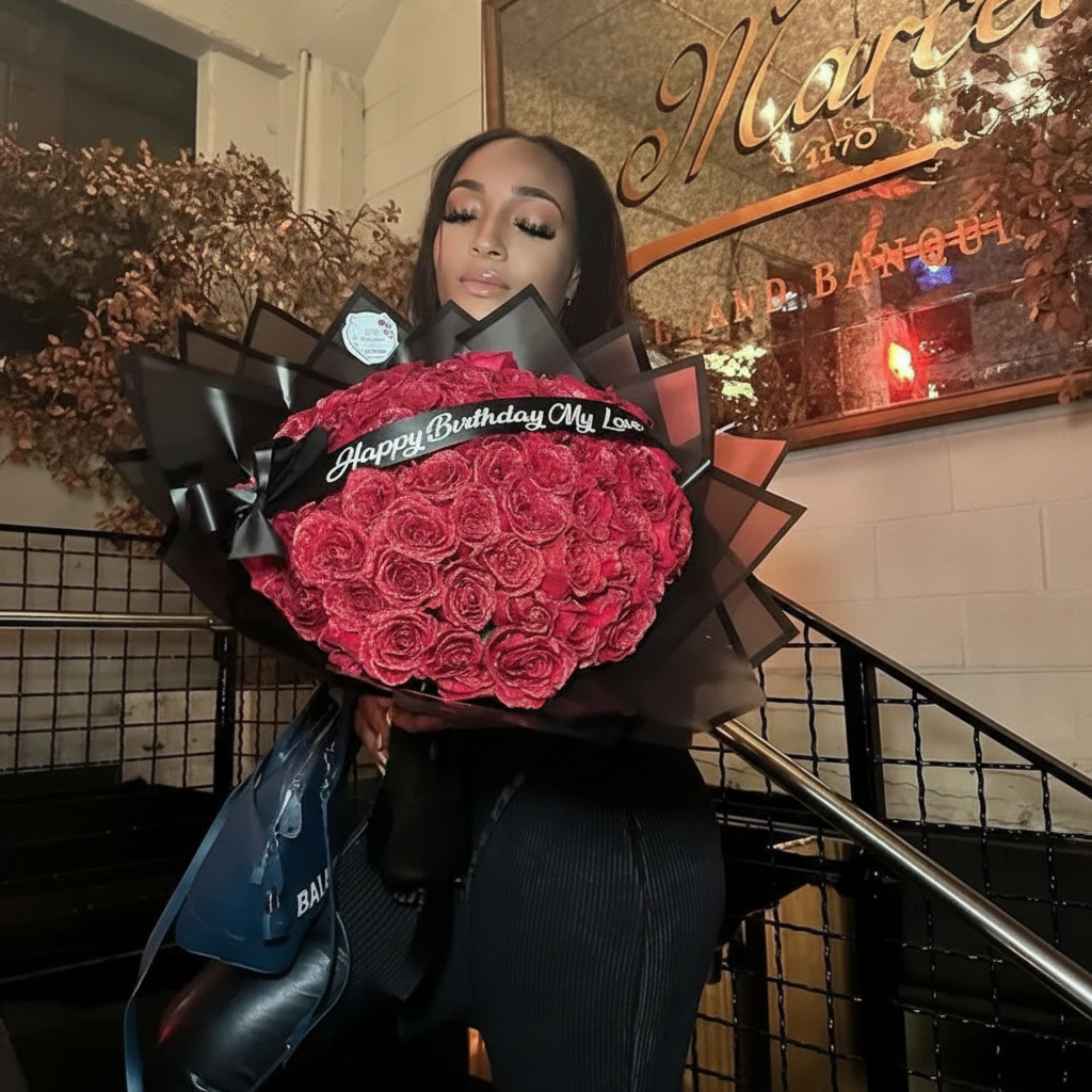 Blaue Glitzer-Rose künstlicher Blumenstrauß als Geschenk für besondere Anlässe | Temsk