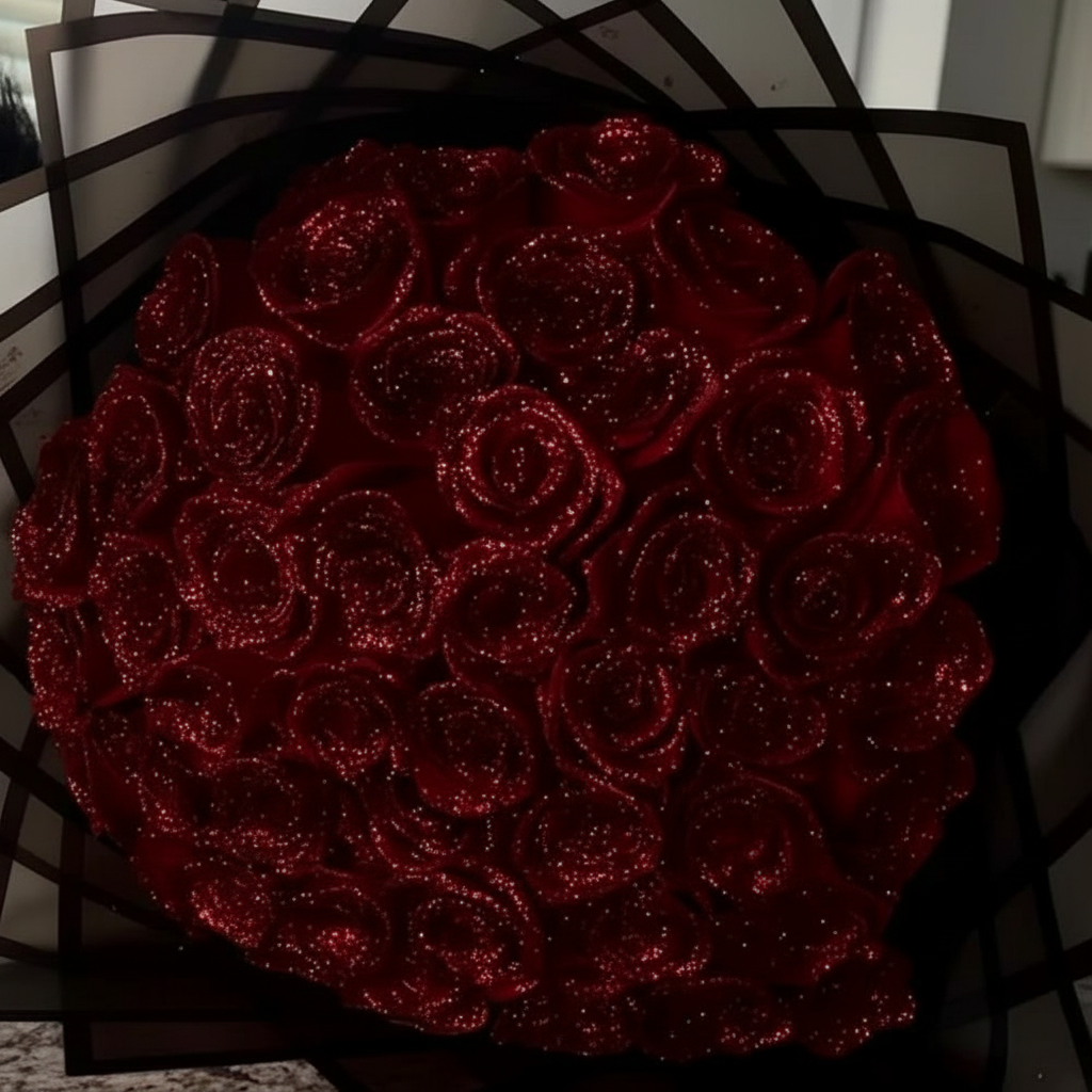 Blaue Glitzer-Rose künstlicher Blumenstrauß als Geschenk für besondere Anlässe | Temsk