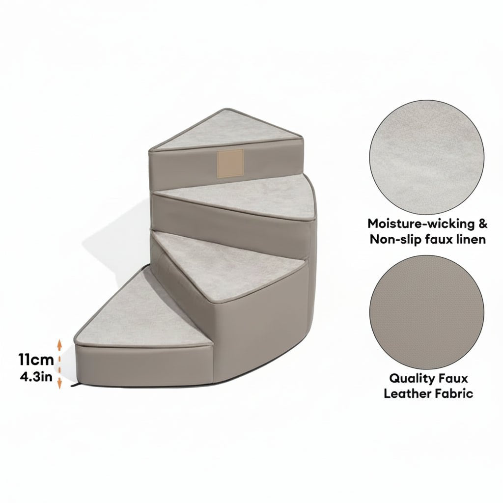 LuxeStep Non-Slip 3-Step Faux Leather Indoor Staircase | Temsk