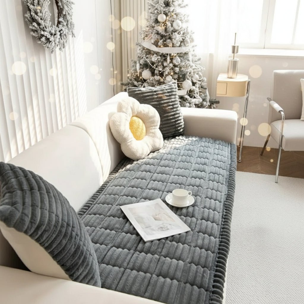 CozyFlannel Luxe Sofa Cover With Plush Comfort And Elegance | Temsk