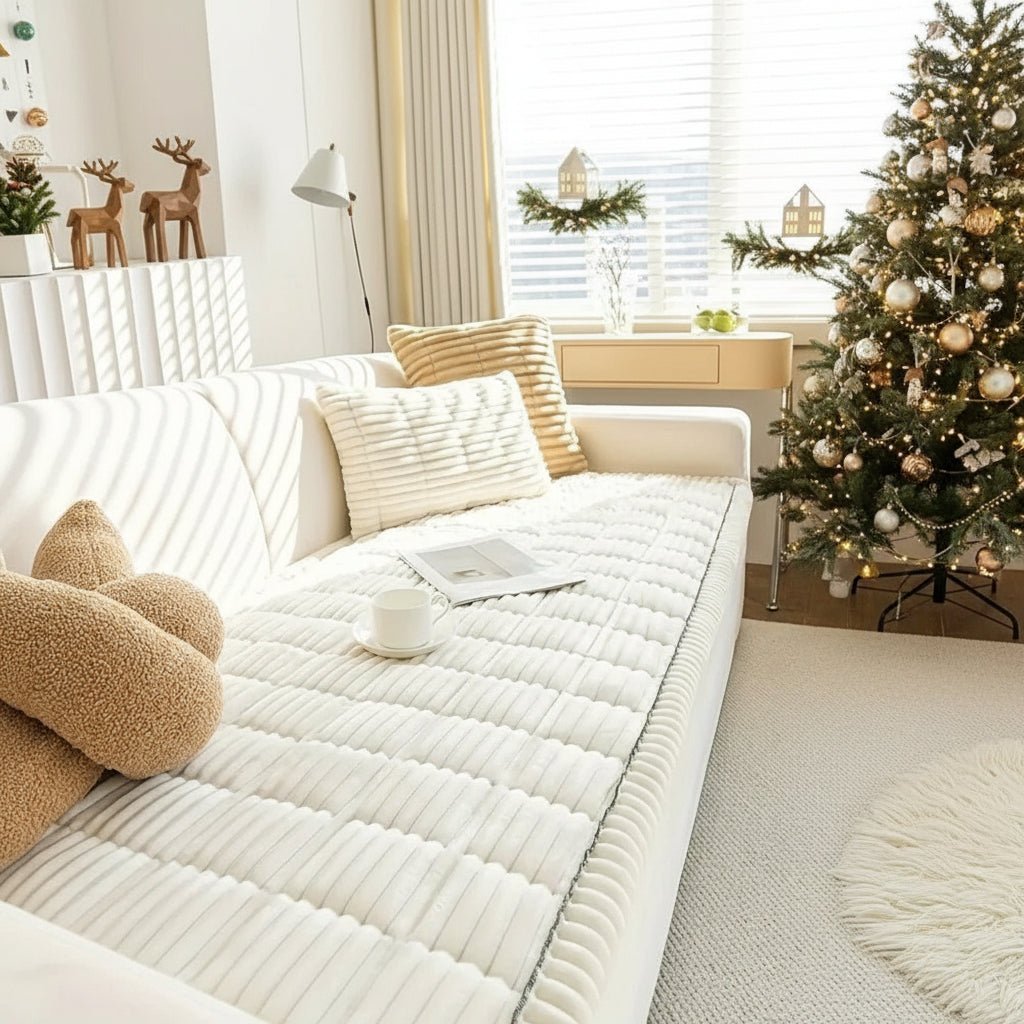CozyFlannel Luxe Sofa Cover With Plush Comfort And Elegance | Temsk