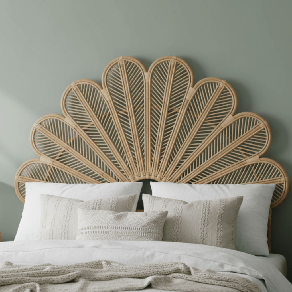 VerdantWicker Handmade Wicker Headboard With Floral Pattern | Temsk