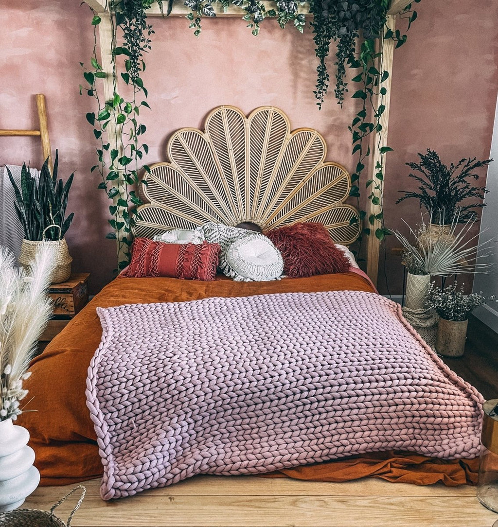 VerdantWicker Handmade Wicker Headboard With Floral Pattern | Temsk