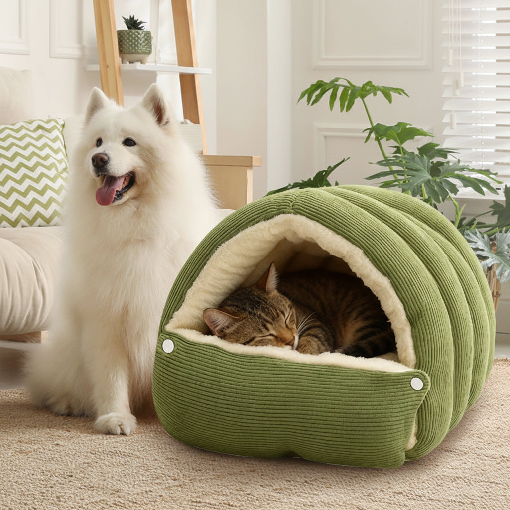 Cozy Plush Cat Cave Bed For Warm Indoor Sleeping And Relaxation | Temsk