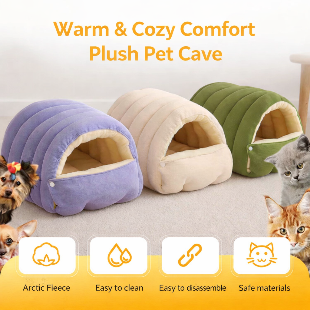 Cozy Plush Cat Cave Bed For Warm Indoor Sleeping And Relaxation | Temsk