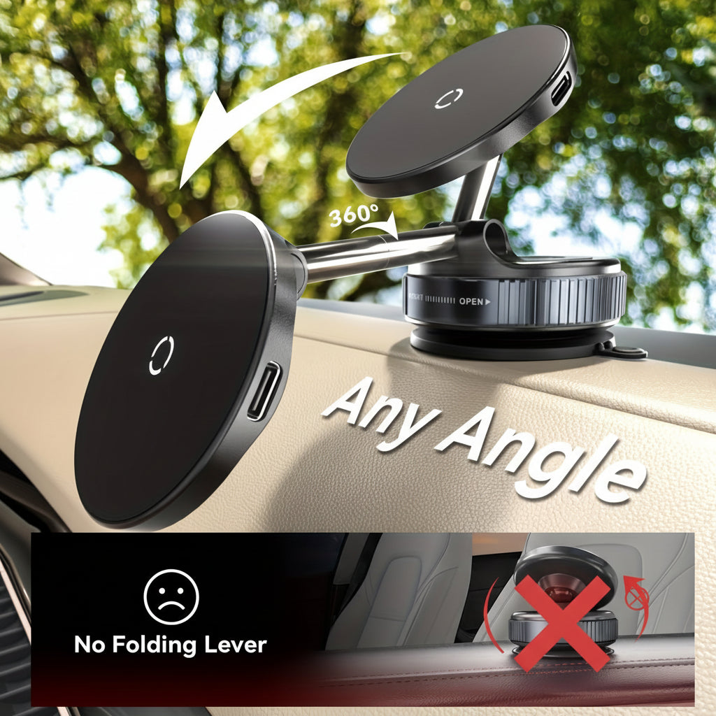 Magnetic Aluminum Car Phone Charger Dashboard Mount | Temsk