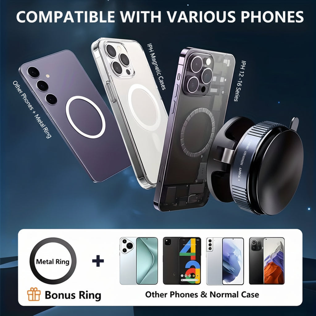 Magnetic Aluminum Car Phone Charger Dashboard Mount | Temsk