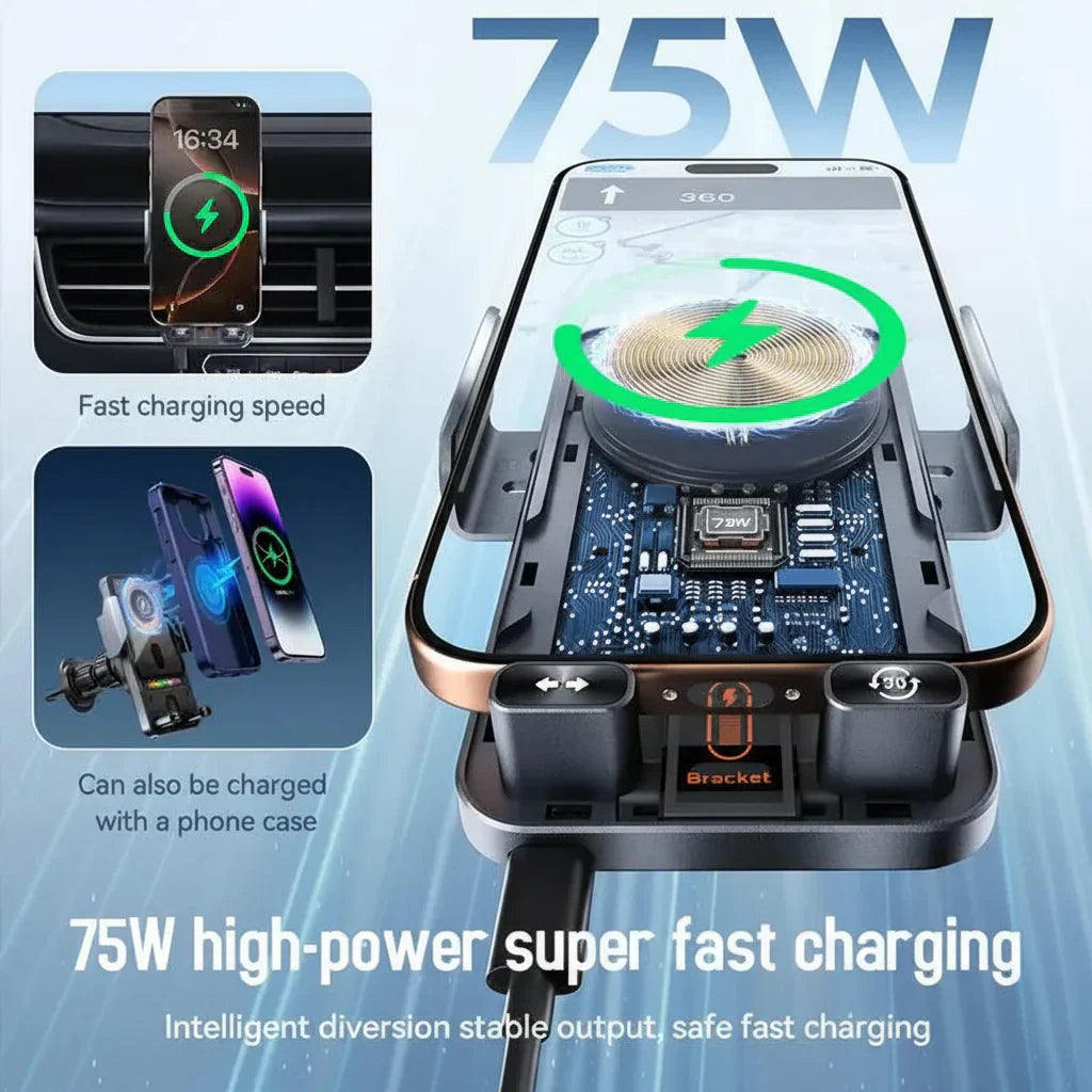 Phone Holder With Vent Clip And Wireless Charging Mount | Temsk