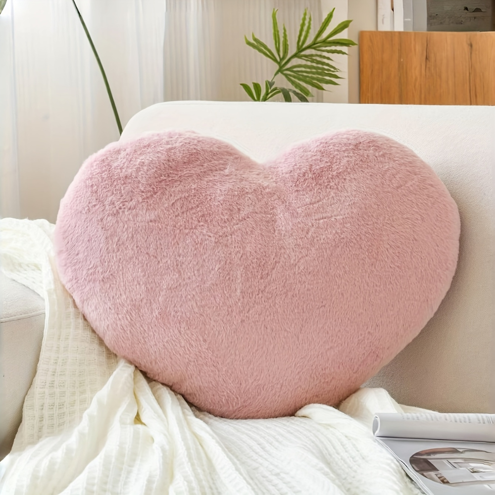 Heart Shape Plush Cozy Throw Pillow For Sofa Decor | Temsk