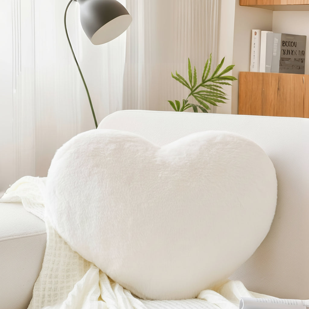 Heart Shape Plush Cozy Throw Pillow For Sofa Decor | Temsk