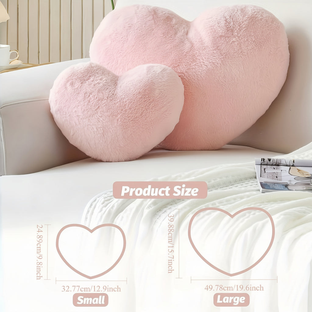 Heart Shape Plush Cozy Throw Pillow For Sofa Decor | Temsk