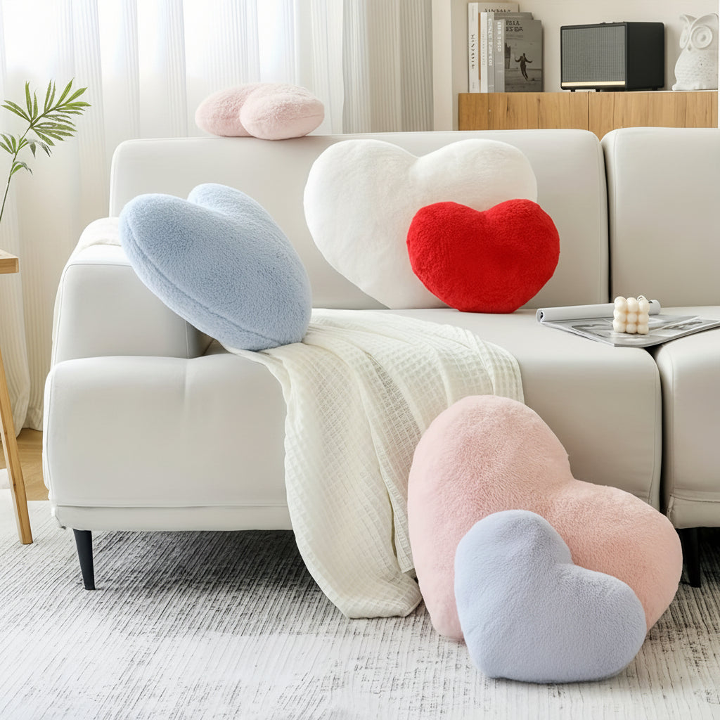 Heart Shape Plush Cozy Throw Pillow For Sofa Decor | Temsk