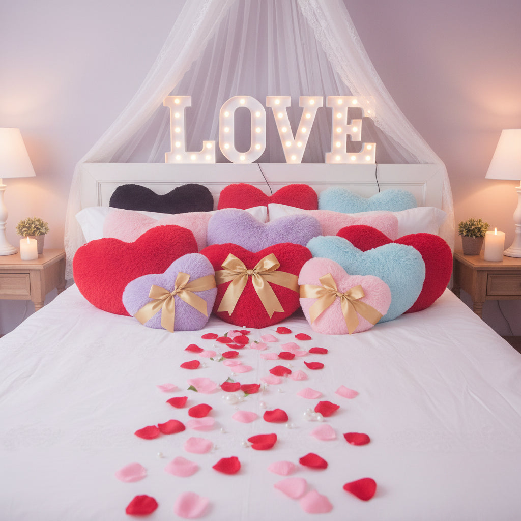 Heart Shape Plush Cozy Throw Pillow For Sofa Decor | Temsk