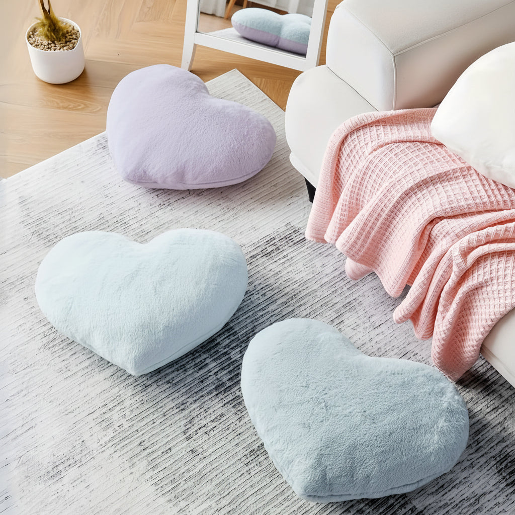 Heart Shape Plush Cozy Throw Pillow For Sofa Decor | Temsk