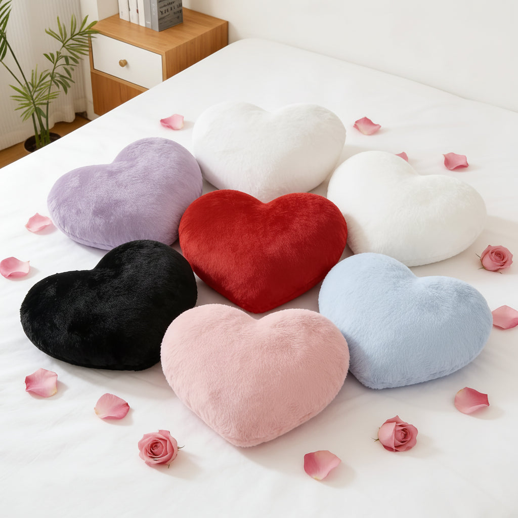 Heart Shape Plush Cozy Throw Pillow For Sofa Decor | Temsk