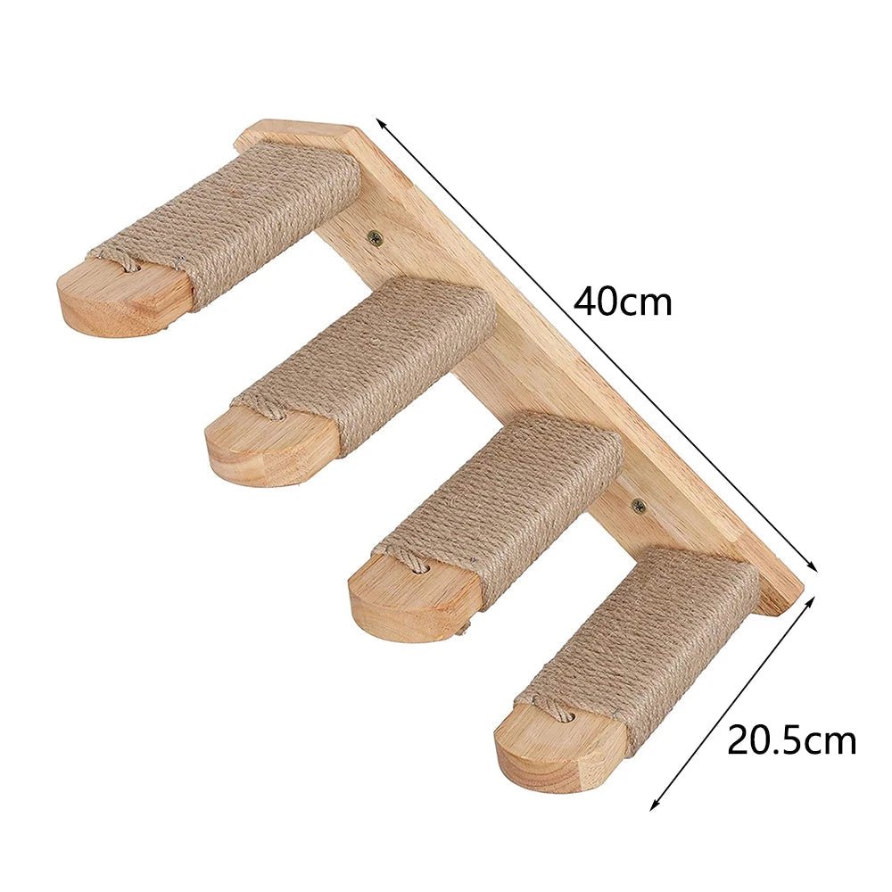 LunaNest Cat Wall Shelves In Natural Wood With Cozy Fabric Padding | Temsk