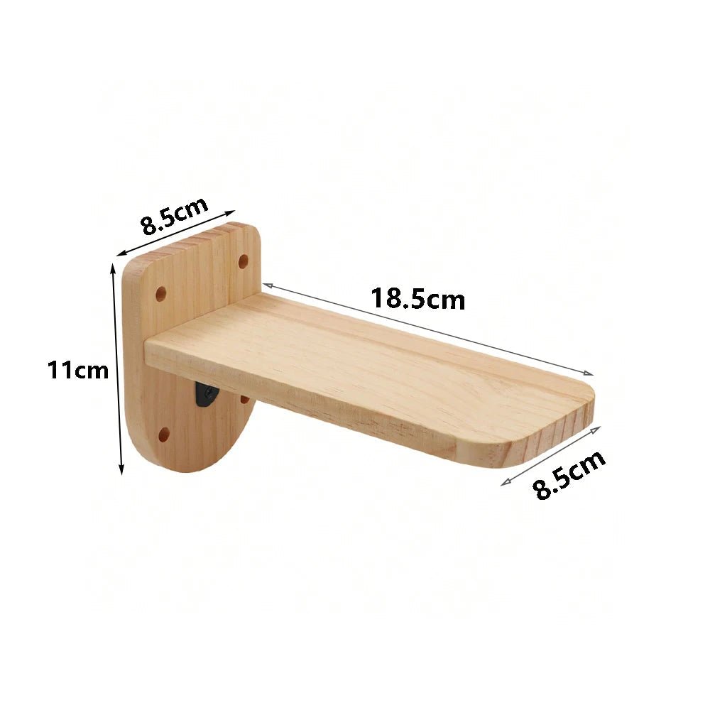 LunaNest Cat Wall Shelves In Natural Wood With Cozy Fabric Padding | Temsk
