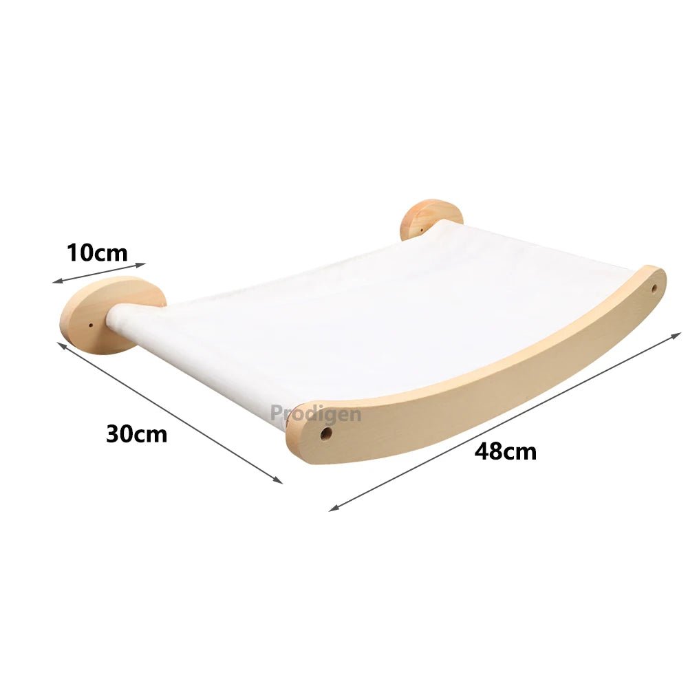 LunaNest Cat Wall Shelves In Natural Wood With Cozy Fabric Padding | Temsk