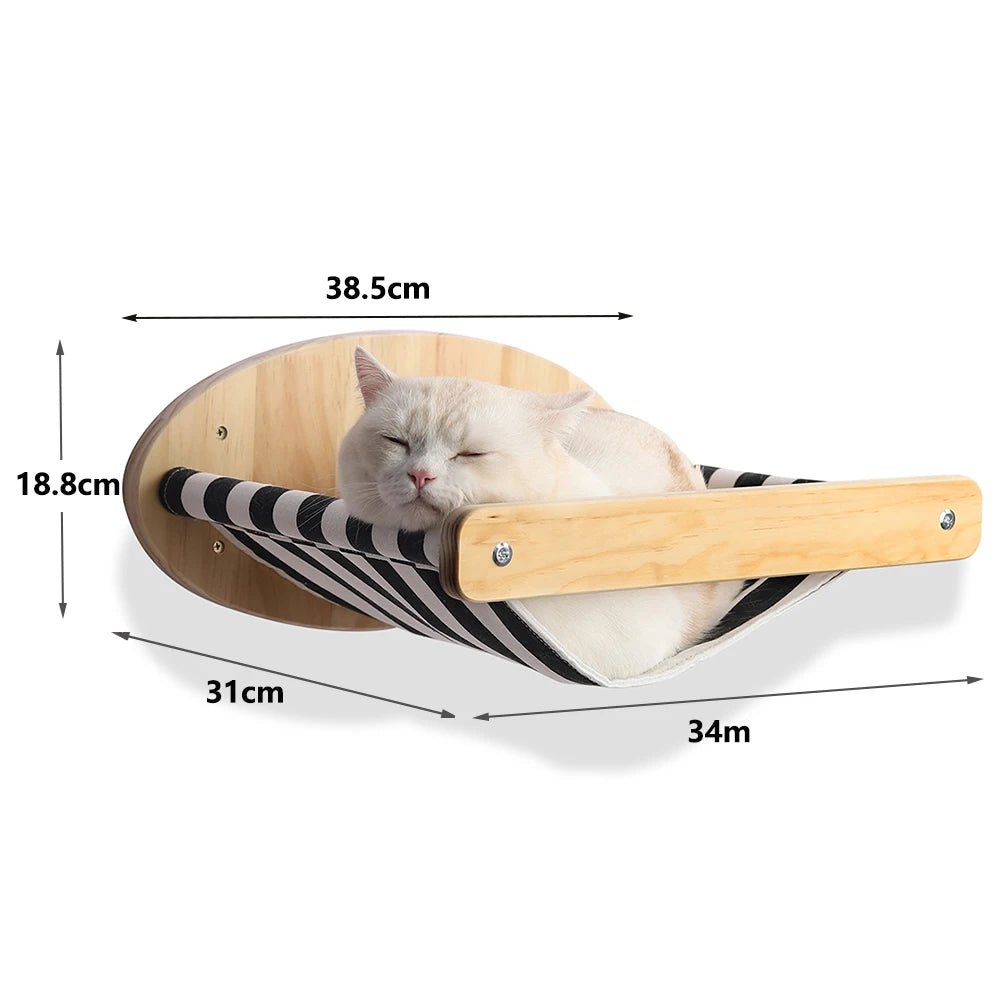 LunaNest Cat Wall Shelves In Natural Wood With Cozy Fabric Padding | Temsk
