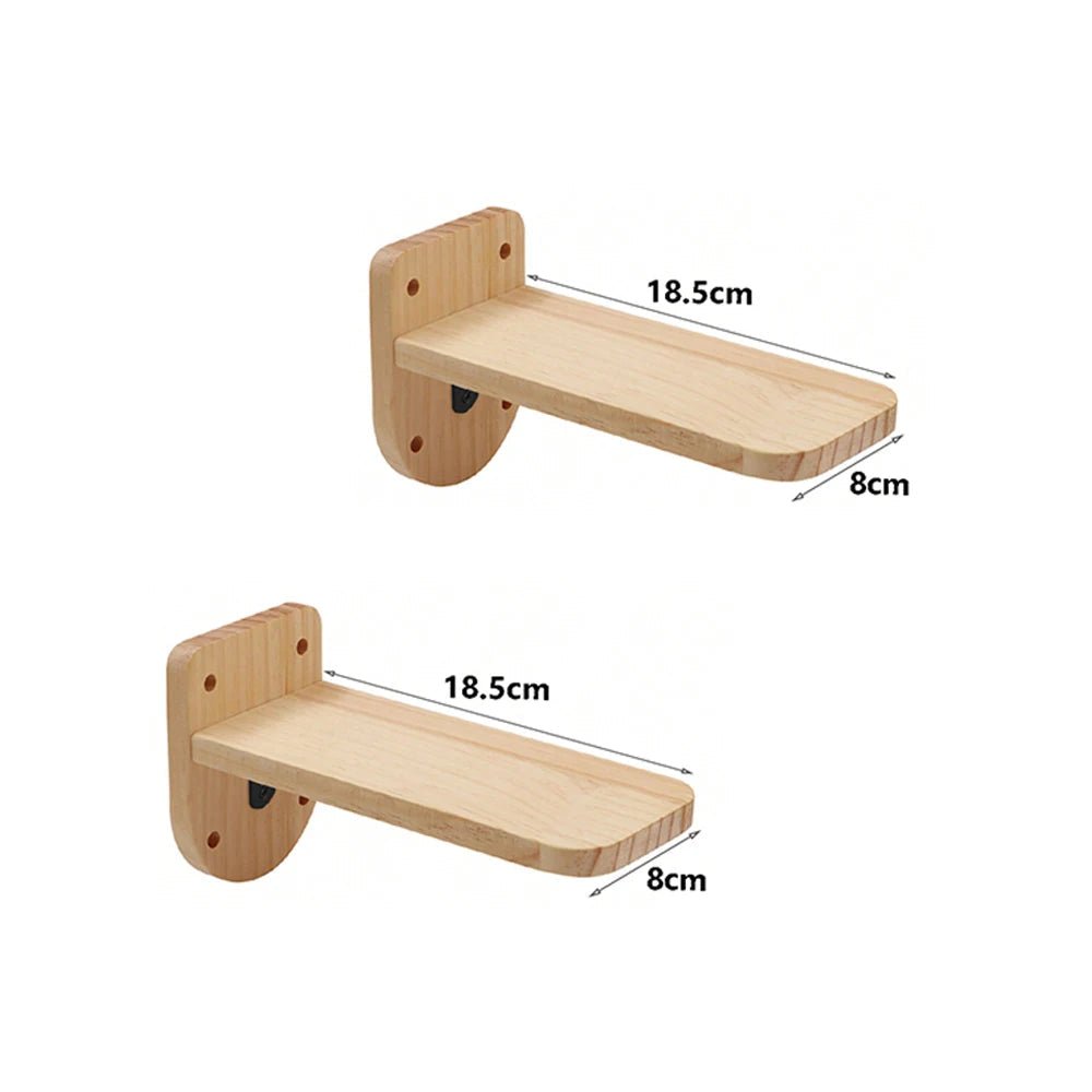 LunaNest Cat Wall Shelves In Natural Wood With Cozy Fabric Padding | Temsk