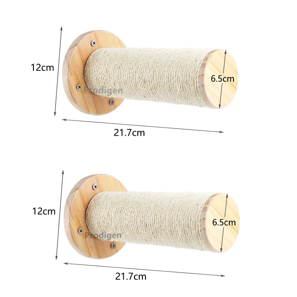 LunaNest Cat Wall Shelves In Natural Wood With Cozy Fabric Padding | Temsk