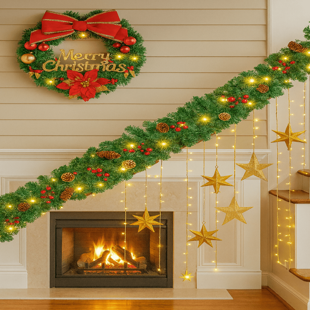 LumaGlow Illuminated Christmas Garland With Timer Function | Temsk