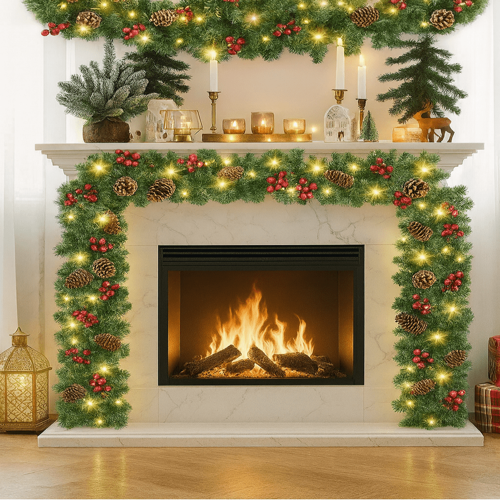 LumaGlow Illuminated Christmas Garland With Timer Function | Temsk