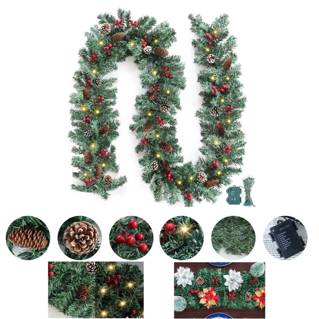 LumaGlow Illuminated Christmas Garland With Timer Function | Temsk