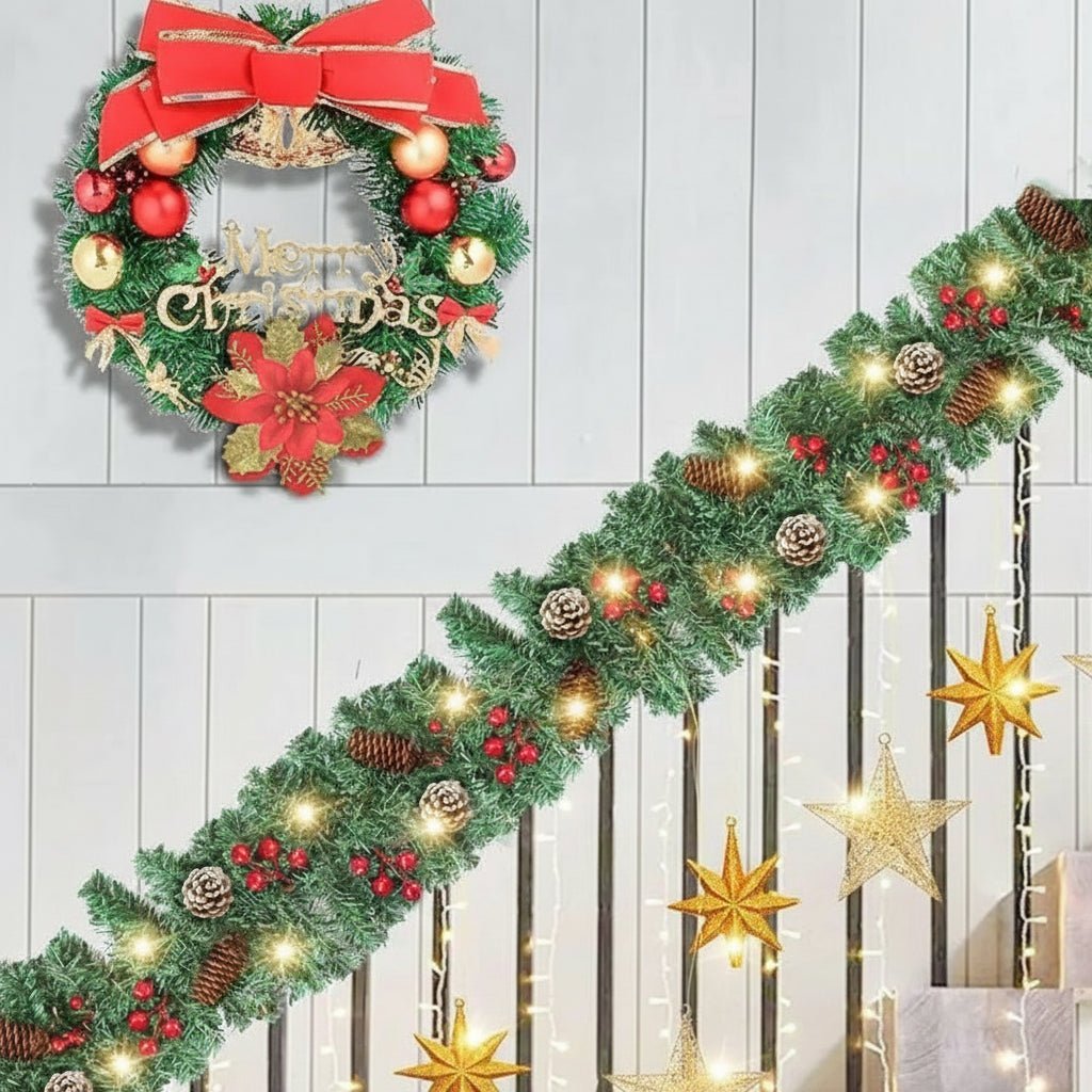 LumaGlow Illuminated Christmas Garland With Timer Function | Temsk