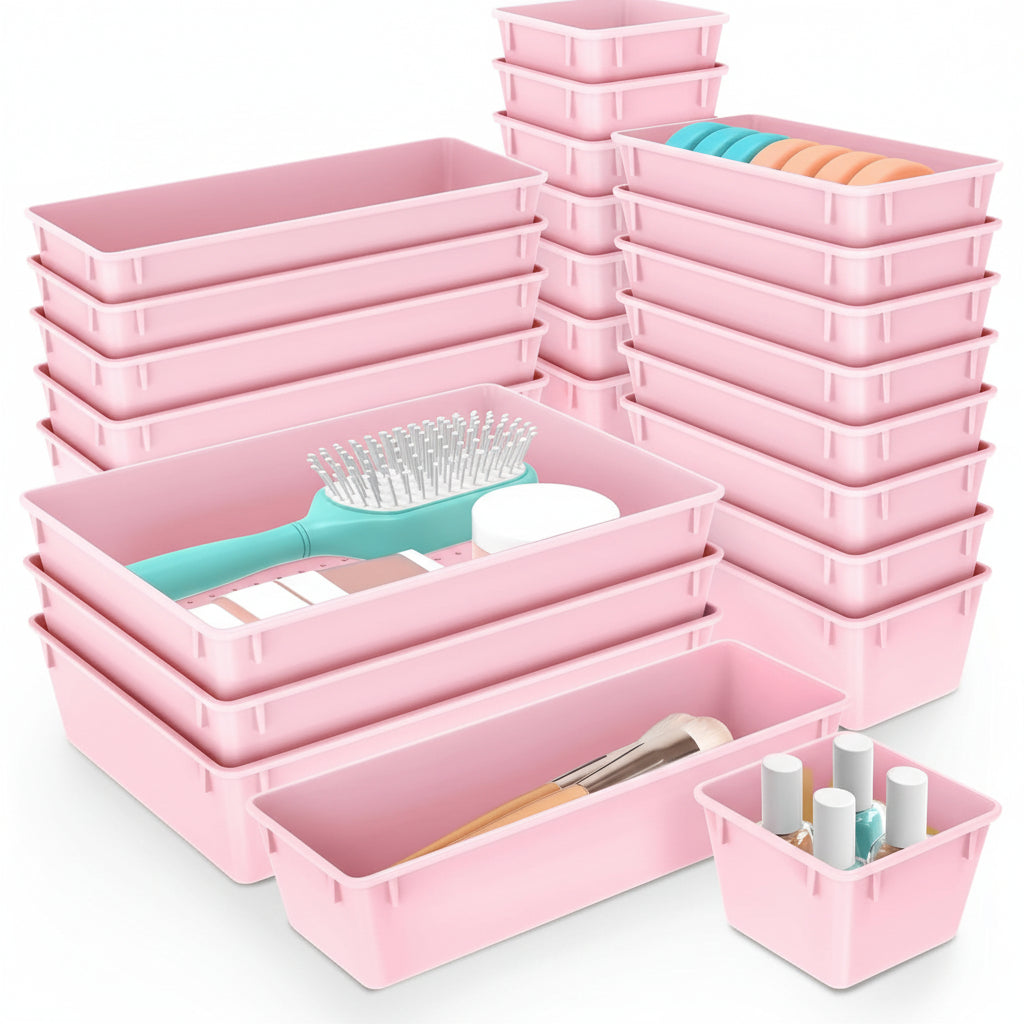 Plastic Drawer Organizer Tray Set For Kitchen, Office And Bathroom | Temsk