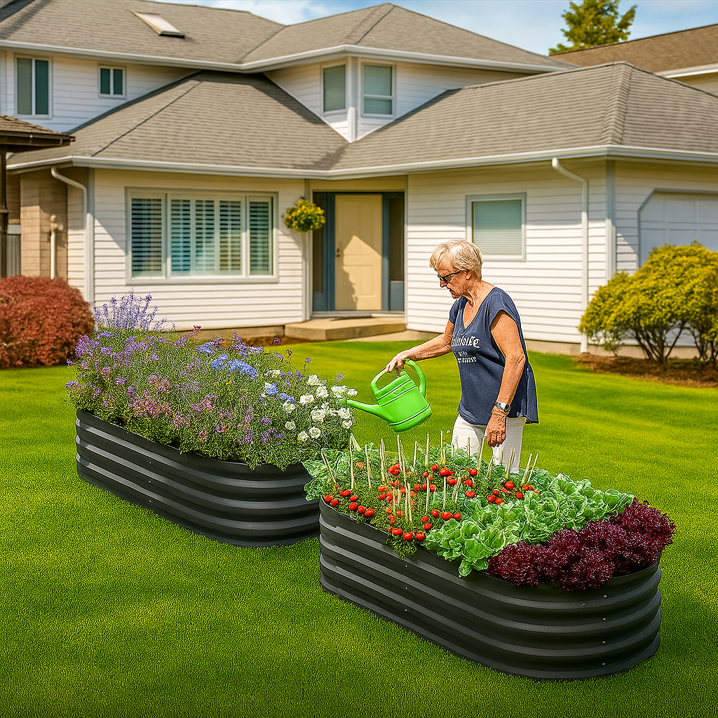 Evergrove Weatherproof Oval Raised Garden Bed Made From Galvanized Steel | Temsk