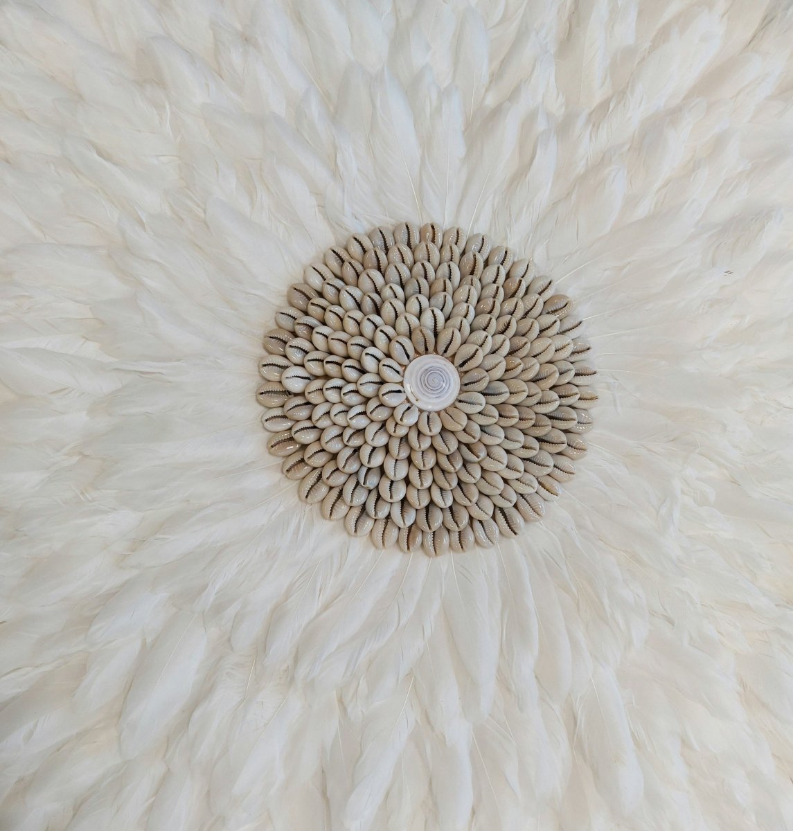 AuroraFeather Elegant White Feather Juju Hat For Wall Decor In Modern Interiors | Temsk