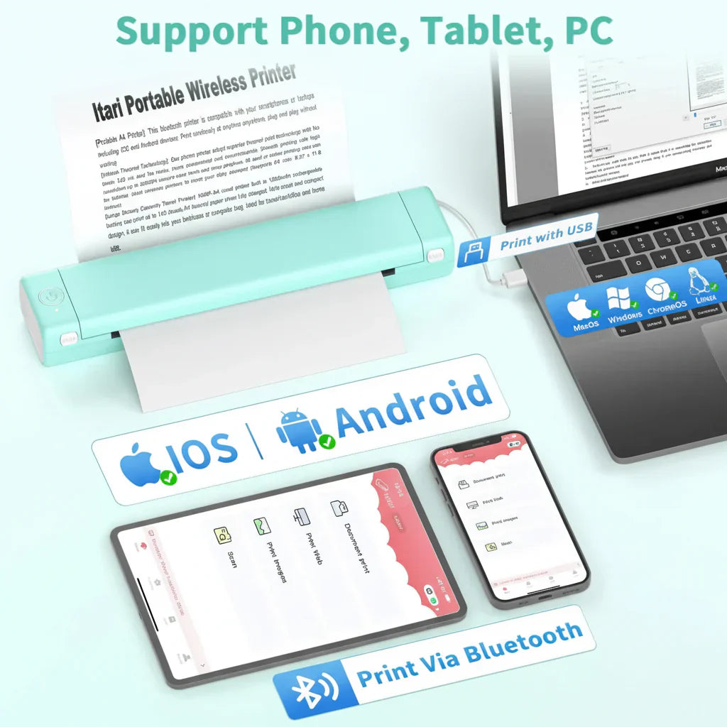 Compact Bluetooth Thermal Printer For Wireless On The Go Printing | Temsk