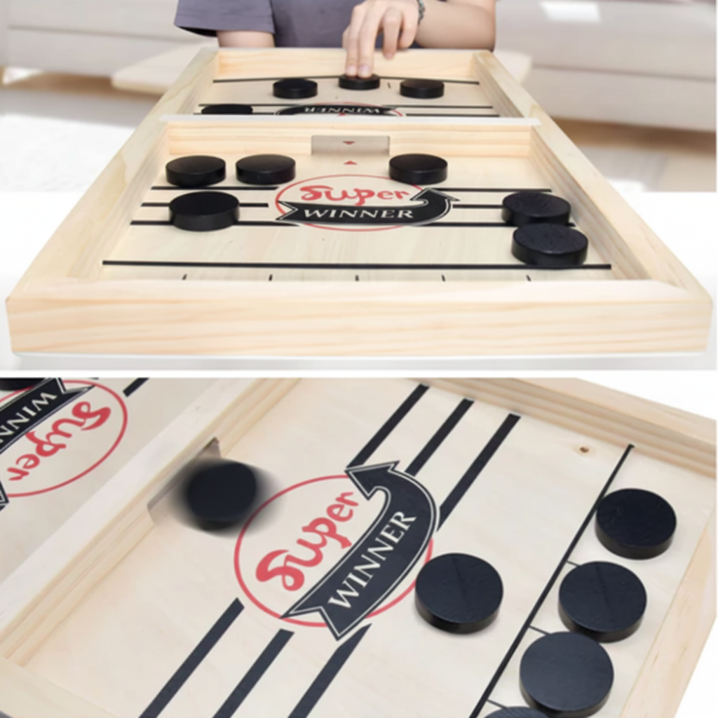 Wooden Sling Puck Board Game For Fast Play Family Travel Fun | Temsk