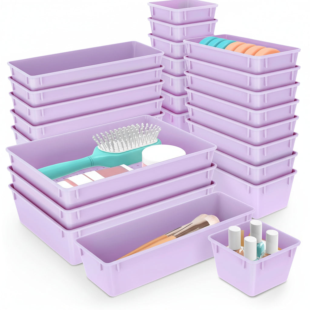 Plastic Drawer Organizer Tray Set For Kitchen, Office And Bathroom | Temsk