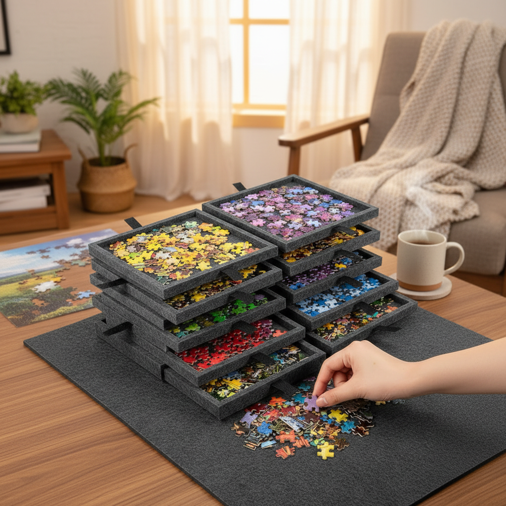 Nastavitelná deska na skladování puzzle s šuplíky | Temsk